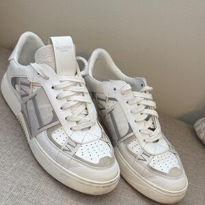 SOLD. Valentino Men's White and Gray Sneakers 42